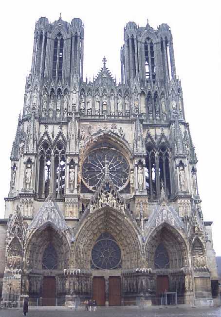 The west facade of Reims' high Gothic Cathedral