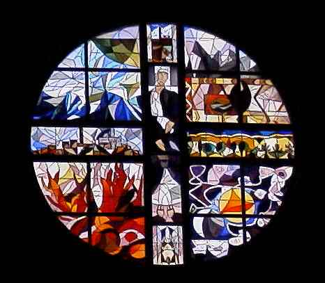 modern stained glass in St. Dominic's